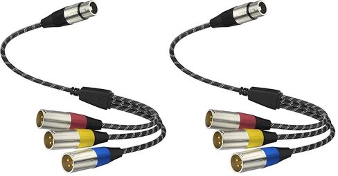 J&D XLR Splitter Cable, Gold Plated Balanced 3 Pin XLR 3 Male to 1 Female Splitter Microphone Cord Adapter for Record Mixer AMP Limiter Speaker, 1.6 Feet in Saudi Arabia