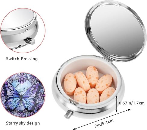 Pill Box, 2 Pcs Compartment Small Pill Case Pocket Medicine Organizer Metal Pill Container Holder for Vitamins, Medication, Fish Oil and Supplements in Saudi Arabia