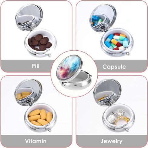 Pill Box, 2 Pcs Compartment Small Pill Case Pocket Medicine Organizer Metal Pill Container Holder for Vitamins, Medication, Fish Oil and Supplements in Saudi Arabia
