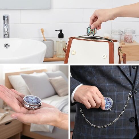 Pill Box, 2 Pcs Compartment Small Pill Case Pocket Medicine Organizer Metal Pill Container Holder for Vitamins, Medication, Fish Oil and Supplements in Saudi Arabia