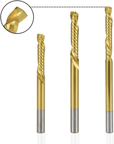 1pcs Single Flute O Flute End Mill 3.175mm Shank Spiral Milling Cutter Up Down Cutter Titanium Coated Single Flute CNC Router Bit for Aluminum Acrylic PVC MDF Plastic(3.175x25x55mm) in Saudi Arabia