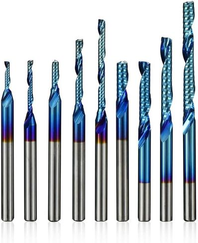 1 قطعة فلوت مفرد O فلوت مطحنة نهاية حلزونية 3.175 مم عرقوب مطحنة نهاية فلوت واحدة نانو أزرق مطلي CNC راوتر بت لولبية طحن لقمة طحن حلزونية للألمنيوم والأكريليك PVC MDF البلاستيك in Kuwait