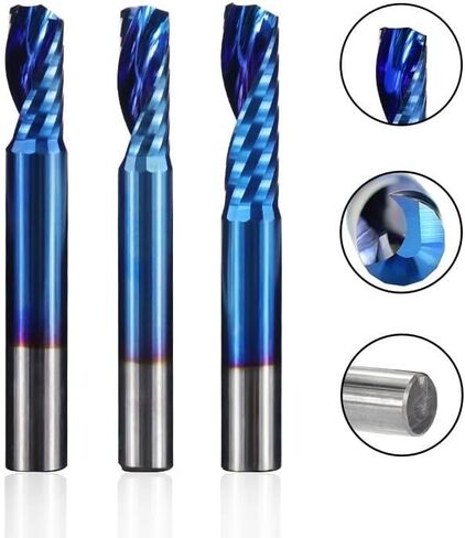 1 قطعة فلوت مفرد O فلوت مطحنة نهاية حلزونية 3.175 مم عرقوب مطحنة نهاية فلوت واحدة نانو أزرق مطلي CNC راوتر بت لولبية طحن لقمة طحن حلزونية للألمنيوم والأكريليك PVC MDF البلاستيك in Kuwait
