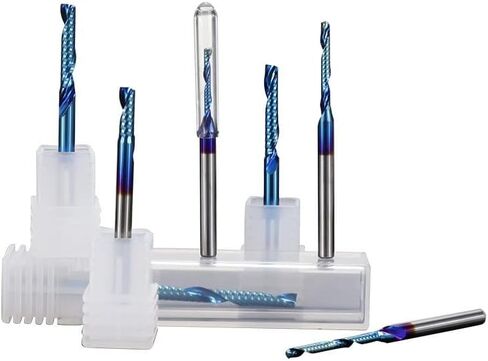 1 قطعة فلوت مفرد O فلوت مطحنة نهاية حلزونية 3.175 مم عرقوب مطحنة نهاية فلوت واحدة نانو أزرق مطلي CNC راوتر بت لولبية طحن لقمة طحن حلزونية للألمنيوم والأكريليك PVC MDF البلاستيك in Kuwait