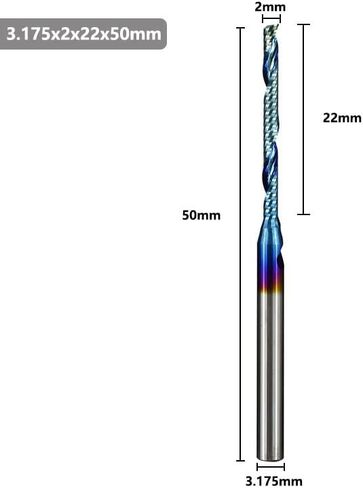 1pcs Single Flute O Flute Spiral End Mill 3.175mm Shank Single Flute End Mill Nano Blue Coated CNC Router Bit Spiral Milling Bit for Aluminum Acrylic PVC MDF Plastic in Saudi Arabia