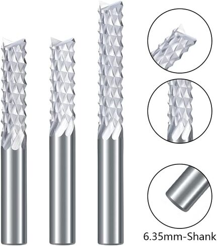 1pcs PCB Milling Cutter 6.35mm Shank CNC Machine Milling Cutter Carbide Endmills Corn End Mill for Wood Plastic Engraving Knife Rotary File Cutter in Saudi Arabia