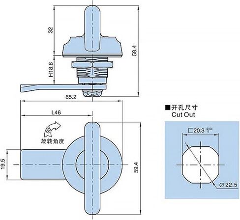 MS431 Zinc Alloy Quarter Turn Sliding Electric Panel Key Cam Lock 1Pcs in Saudi Arabia