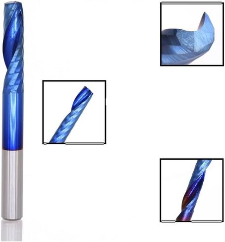 1pcs O Flute Carbide End Mill 4mm 6mm Shank Blue Coating CNC Router Bit Single Flute Spiral End Mill Cutting Engraving Bits Milling Cutter(4x22x45L) in Saudi Arabia