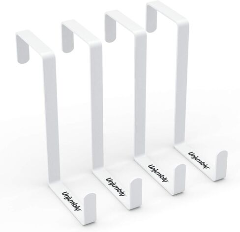 4 عبوات من خطافات الباب Unjumbly - عرض الباب المناسب بين 1 3/8 بوصة و1 3/4 بوصة، شماعات أبواب قابلة للعكس لتعليق الملابس والمناشف والمعاطف والمزيد (أبيض) in Kuwait