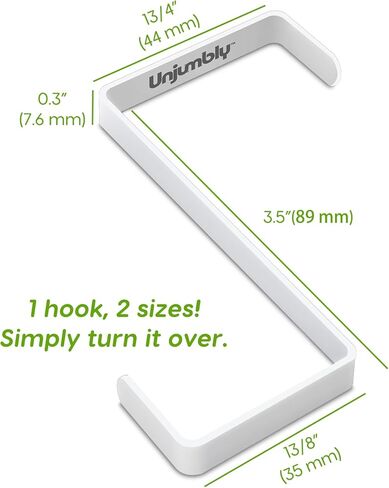 4 عبوات من خطافات الباب Unjumbly - عرض الباب المناسب بين 1 3/8 بوصة و1 3/4 بوصة، شماعات أبواب قابلة للعكس لتعليق الملابس والمناشف والمعاطف والمزيد (أبيض) in Kuwait