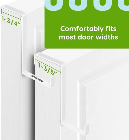 4 عبوات من خطافات الباب Unjumbly - عرض الباب المناسب بين 1 3/8 بوصة و1 3/4 بوصة، شماعات أبواب قابلة للعكس لتعليق الملابس والمناشف والمعاطف والمزيد (أبيض) in Kuwait