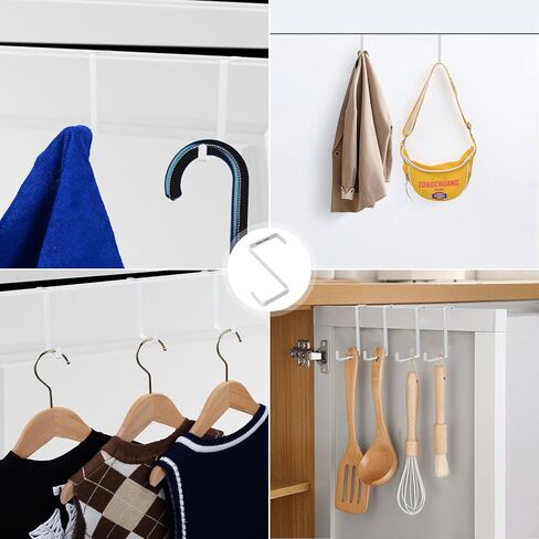 4 عبوات من خطافات الباب Unjumbly - عرض الباب المناسب بين 1 3/8 بوصة و1 3/4 بوصة، شماعات أبواب قابلة للعكس لتعليق الملابس والمناشف والمعاطف والمزيد (أبيض) in Kuwait