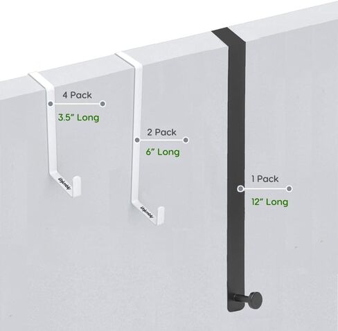 4 عبوات من خطافات الباب Unjumbly - عرض الباب المناسب بين 1 3/8 بوصة و1 3/4 بوصة، شماعات أبواب قابلة للعكس لتعليق الملابس والمناشف والمعاطف والمزيد (أبيض) in Kuwait