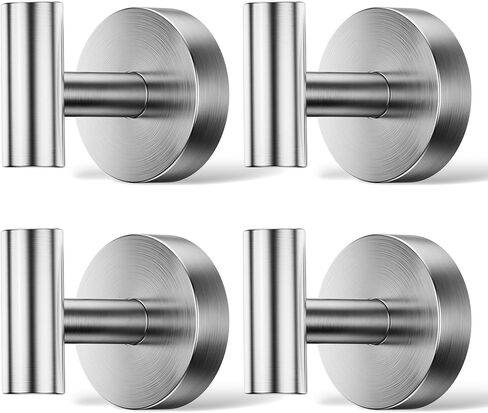 Suction Cup Hooks for Shower No-Drill Bathroom Hooks for Towels, Robes, Loofah Mountable on Bathroom Walls, Kitchen, Glass, Mirrors, Tile and Smooth,Non-Porous Surfaces (4, Brushed Nickel) (Nickel) in Saudi Arabia