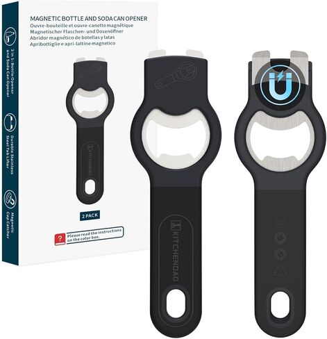 KITCHENDAO 2-in-1 Bottle Opener with Magnet – Manual Beer & Soda Cap Opener with Cap Catcher, Soft-touch Handle, Durable Stainless Steel Lifter, Dishwasher Safe, Kitchen & Bar Essential (1 Pack) in Saudi Arabia