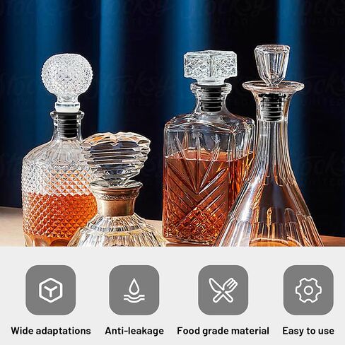 Liquor Pour Spouts for Bottles with Rubber Dust Caps, Classic Bottle Pourers with 3 Adapters for Alcohol, Olive Oil, Juices and Syrups Bottles, Bar Bartender Accessories, 3 Pack, Plastic in Saudi Arabia