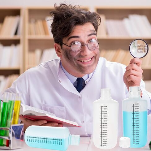 4 قطع زجاجة مختبر بلاستيكية ذات فم ضيق 32 أونصة/ 1000 مل PP زجاجة كاشف متدرجة شفافة مع غطاء للمواد الكيميائية المخبرية والأدوية السائلة وعينة حبوب الدواء وتخزين المياه in Kuwait