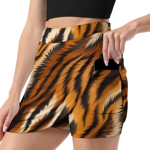 Tiger Pattern Shorts Skorts Women Tenis Skirt Sport Skort Trouser Skirts Light Proof Single Pocket A Line Culottes in Saudi Arabia