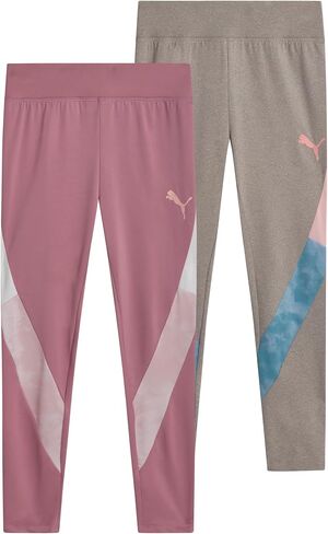 PUMA Girls Athletic Leggings - 2 Pack Active Performance Workout Girls Leggings Yoga Pants for Running Dance and Play in Saudi Arabia