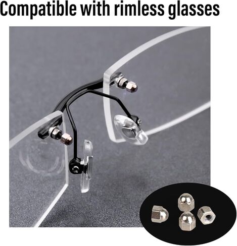 200 قطعة من أغطية لولبية معدنية سداسية للنظارات - متوافقة مع النظارات بدون إطار واختيار النظارات الشمسية، وإكسسوارات إصلاح النظارات المتينة in Kuwait