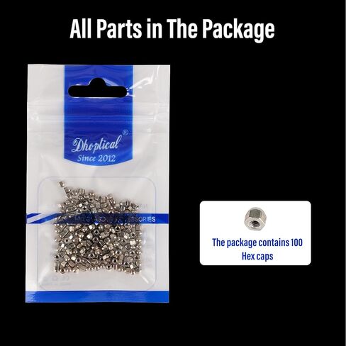 200 قطعة من أغطية لولبية معدنية سداسية للنظارات - متوافقة مع النظارات بدون إطار واختيار النظارات الشمسية، وإكسسوارات إصلاح النظارات المتينة in Kuwait