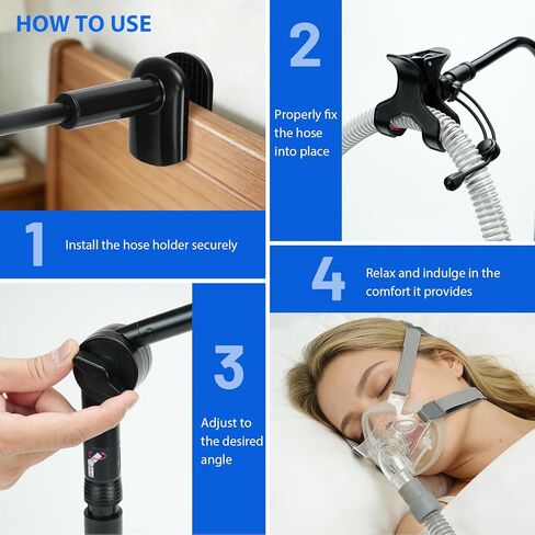 حامل خرطوم SOLENARA CPAP بجانب السرير - رفع خرطوم CPAP قابل للتعديل، تصميم خالٍ من التشابك، يمنع الانسداد والتسرب، مثالي للاستخدام في السرير والسفر، لا يتطلب الحفر (أسود) in Saudi Arabia
