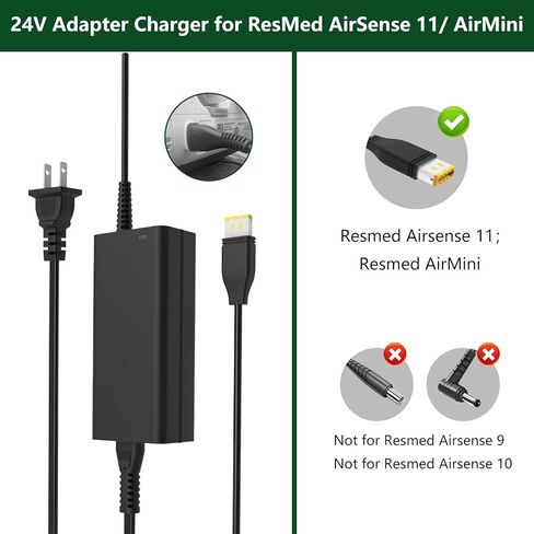 استبدال محول التيار المتردد 24 فولت 65 وات لمصدر الطاقة ResMed AirSense 11 المتوافق مع جميع أجهزة ResMed AirSense 11 CPAP (AutoSet/Elite)، يتضمن سلك طاقة CPAP | لوازم ResMed AirSense 11 in Saudi Arabia