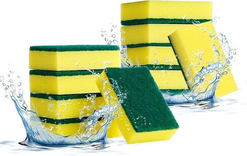 10-Pack Heavy Duty Scrub Sponges, Non-Scratch Kitchen Sponge with Durable Scouring Pad, Dual-Sided Cleaning Reusable Sponge for Dishes, Pots, Pans, Sinks – Extra Absorbent & Long-Lasting in Saudi Arabia