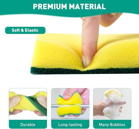 10-Pack Heavy Duty Scrub Sponges, Non-Scratch Kitchen Sponge with Durable Scouring Pad, Dual-Sided Cleaning Reusable Sponge for Dishes, Pots, Pans, Sinks – Extra Absorbent & Long-Lasting in Saudi Arabia