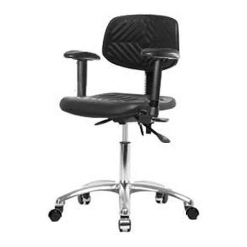 Thomas ECOM PDHCH-CR-T0-A1-CC كرسي ارتفاع مكتب من البولي يوريثين مع قاعدة من الكروم وبدون إمالة، ذراع قابل للتعديل، عجلات من الكروم in Kuwait