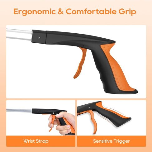 2-Pack 43" Extra Long Heavy Duty Grabber Reacher Tool, Foldable with 360° Rotating Jaw, Magnetic Tip, Ergonomic Grip, Wide Claw for Trash Pickup, Gardening & Reaching High Shelves – Ideal for Seniors in Kuwait