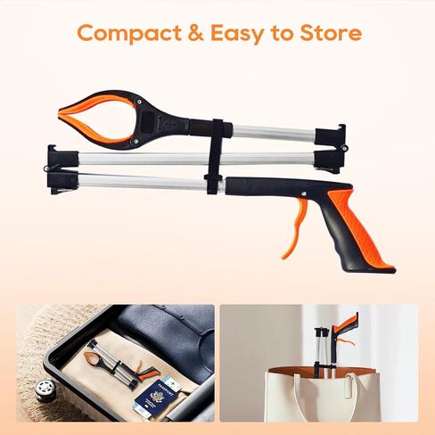 2-Pack 43" Extra Long Heavy Duty Grabber Reacher Tool, Foldable with 360° Rotating Jaw, Magnetic Tip, Ergonomic Grip, Wide Claw for Trash Pickup, Gardening & Reaching High Shelves – Ideal for Seniors in Kuwait