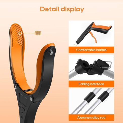 2-Pack 43" Extra Long Heavy Duty Grabber Reacher Tool, Foldable with 360° Rotating Jaw, Magnetic Tip, Ergonomic Grip, Wide Claw for Trash Pickup, Gardening & Reaching High Shelves – Ideal for Seniors in Kuwait