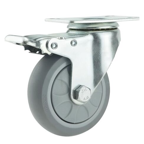1PCS Caster Trolley Heavy Duty 3/4/5 Inch Locking Swivel Caster Trolley Wheel High Load Industrial Trolley Bracket Rubber Wheel(1pc Fixed Wheel,5 Inch) in Saudi Arabia