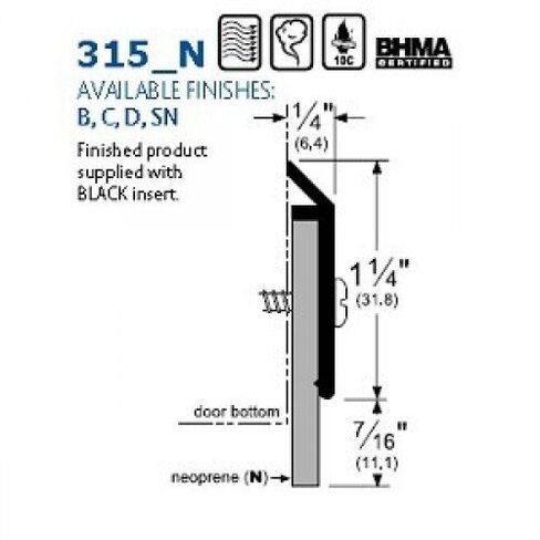 Pemko - 315CN36، غطاء سفلي للباب، ألومنيوم شفاف مؤكسد مع حشوة نيوبرين سوداء، 0.25 بوصة عرض × 1.6875 بوصة ارتفاع × 36 بوصة طول in Kuwait