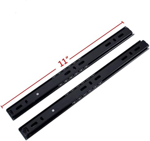 2 Sections Metal Drawer Slide Rail Tracks Ball Bearing Slides Side Mount Type (11 Inch, Black) in Kuwait