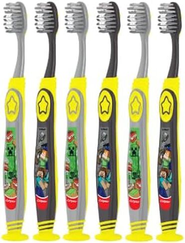 Colgate Kids Manual Minecraft Toothbrush, Minecraft, Extra Soft Bristles, for Children with Suction Cup, Kids 5+ Years Old, Extra Soft (Colors & Characters Vary) - Pck of 6 in Saudi Arabia