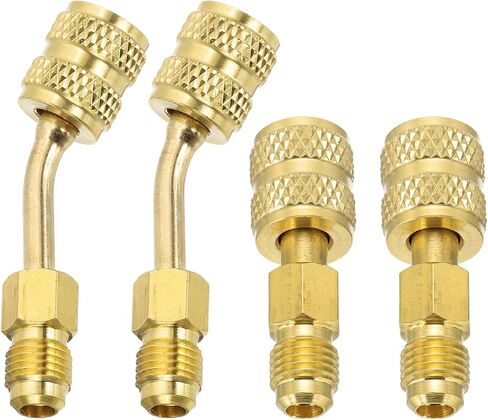 محول PATIKIL R410 5/16 بوصة SAE أنثى إلى 1/4 بوصة SAE ذكر Flare Mini Split محول لمكيفات الهواء موصلات خرطوم HVAC (3 قطع مستقيمة، 3 قطع بزاوية) in Kuwait