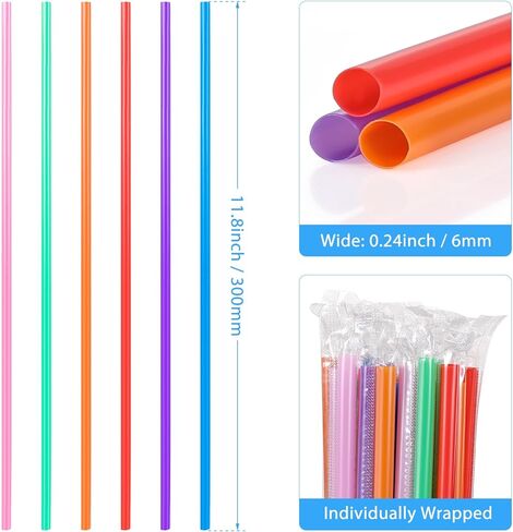 [100 قطعة] شفاطات للاستعمال مرة واحدة لكوب بسعة 40 أونصة - شفاطات بلاستيكية ملونة بطول 30.48 سم وقطر 0.24 بوصة لكوب ستانلي بوزن 40 أونصة و30 أونصة، شفاطات شرب طويلة جدًا ملفوفة بشكل فردي للزجاجة الكبيرة in Kuwait