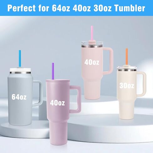 [100 قطعة] شفاطات للاستعمال مرة واحدة لكوب بسعة 40 أونصة - شفاطات بلاستيكية ملونة بطول 30.48 سم وقطر 0.24 بوصة لكوب ستانلي بوزن 40 أونصة و30 أونصة، شفاطات شرب طويلة جدًا ملفوفة بشكل فردي للزجاجة الكبيرة in Kuwait