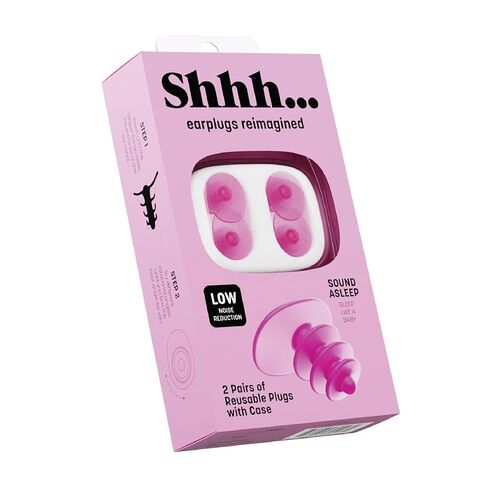 Shhh... سدادات أذن للنوم - سدادات أذن للنوم لتقليل الضوضاء، مادة نشطة حراريًا فائقة النعومة، زوجان مع حقيبة، للنوم الخفيف والشخير والسفر والضوضاء اليومية in Saudi Arabia
