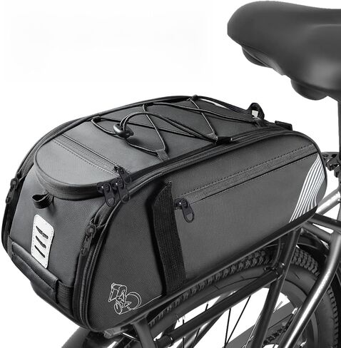 Rear Bike Rack Bag, 13.5L Waterproof Bicycle Ebike Saddle Bag Bicycle Trunk Pannier Rear Seat Bag with Reflector, Cycling Bike Carrier Backseat Storage Luggage for Commuter Travel in Kuwait