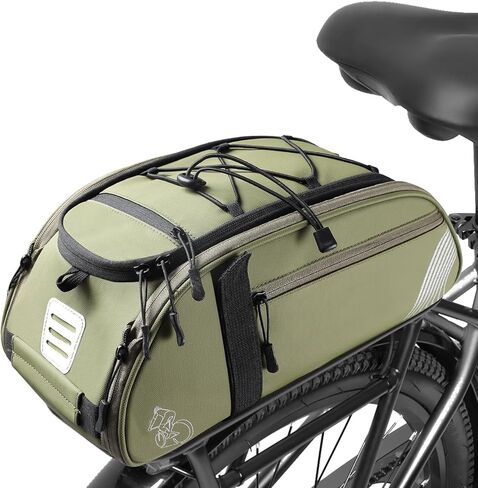 Rear Bike Rack Bag, 13.5L Waterproof Bicycle Ebike Saddle Bag Bicycle Trunk Pannier Rear Seat Bag with Reflector, Cycling Bike Carrier Backseat Storage Luggage for Commuter Travel in Saudi Arabia