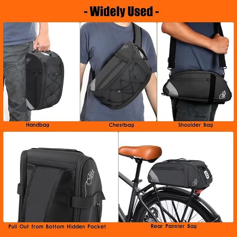 Rear Bike Rack Bag, 13.5L Waterproof Bicycle Ebike Saddle Bag Bicycle Trunk Pannier Rear Seat Bag with Reflector, Cycling Bike Carrier Backseat Storage Luggage for Commuter Travel in Saudi Arabia