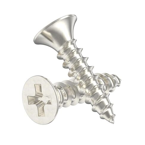 #6 x 5/8" Nickel Flat Head Phillips Wood Screws - Pack of 25 - Countersunk Self Tapping Screws for Wood - FH658-SN in Saudi Arabia