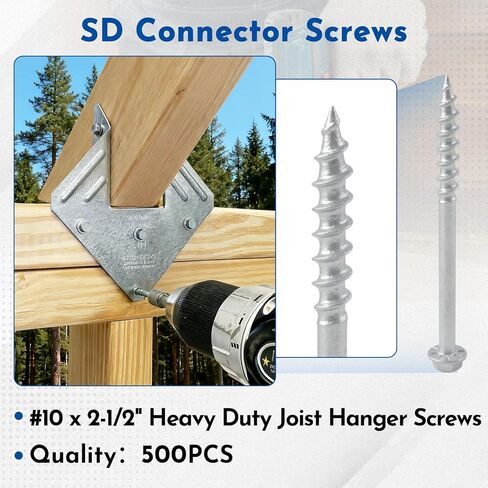 #10 × 2-1/2 بوصة براغي موصل SD، براغي تعليق الرافعة 1/4 بوصة رأس سداسية بقطر 0.380 بوصة، مجلفنة ميكانيكيًا، للبناء، وتحسين المنزل (500 قطعة) in Kuwait