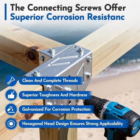 #10 × 2-1/2 بوصة براغي موصل SD، براغي تعليق الرافعة 1/4 بوصة رأس سداسية بقطر 0.380 بوصة، مجلفنة ميكانيكيًا، للبناء، وتحسين المنزل (500 قطعة) in Kuwait