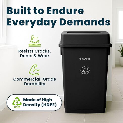 Alpine Industries Slim Trash Can Lid - Compact Garbage Bin Cover - Durable Slender Varied Plastic Top Minimize Odors and Keep Litter Inside and Unseen - Drop Shot Lid - Black in Saudi Arabia