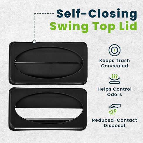 Alpine Industries Slim Trash Can Lid - Compact Garbage Bin Cover - Durable Slender Varied Plastic Top Minimize Odors and Keep Litter Inside and Unseen - Drop Shot Lid - Black in Saudi Arabia