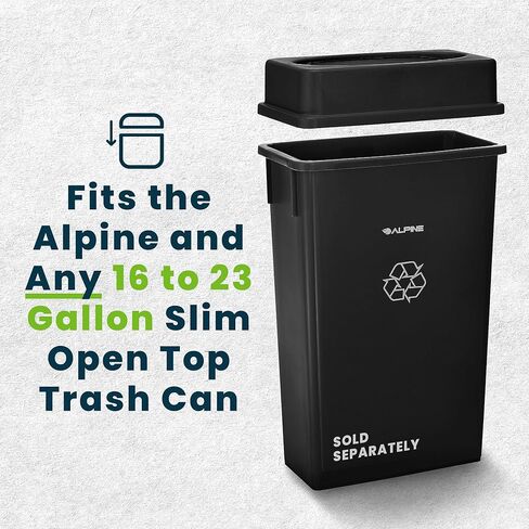 Alpine Industries Slim Trash Can Lid - Compact Garbage Bin Cover - Durable Slender Varied Plastic Top Minimize Odors and Keep Litter Inside and Unseen - Drop Shot Lid - Black in Saudi Arabia